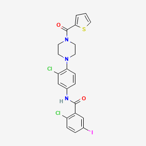 molecular formula C22H18Cl2IN3O2S B4624640 2-chloro-N-{3-chloro-4-[4-(2-thienylcarbonyl)-1-piperazinyl]phenyl}-5-iodobenzamide 