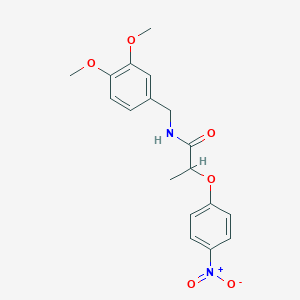 molecular formula C18H20N2O6 B4624660 N-(3,4-二甲氧基苄基)-2-(4-硝基苯氧基)丙酰胺 