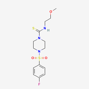 molecular formula C14H20FN3O3S2 B4624665 4-[(4-氟苯基)磺酰基]-N-(2-甲氧基乙基)-1-哌嗪甲硫酰胺 