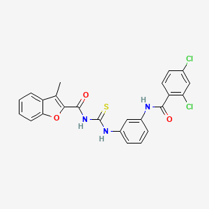 molecular formula C24H17Cl2N3O3S B4624673 N-[({3-[(2,4-dichlorobenzoyl)amino]phenyl}amino)carbonothioyl]-3-methyl-1-benzofuran-2-carboxamide 