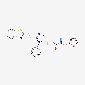 molecular formula C23H19N5O2S3 B4624693 2-({5-[(1,3-benzothiazol-2-ylthio)methyl]-4-phenyl-4H-1,2,4-triazol-3-yl}thio)-N-(2-furylmethyl)acetamide 