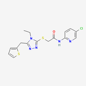 molecular formula C16H16ClN5OS2 B4624733 N-(5-氯-2-吡啶基)-2-{[4-乙基-5-(2-噻吩基甲基)-4H-1,2,4-三唑-3-基]硫代}乙酰胺 