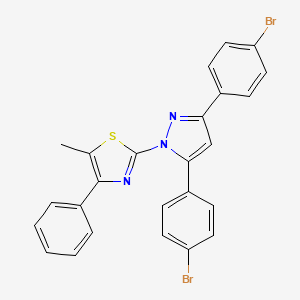 molecular formula C25H17Br2N3S B4624756 2-[3,5-bis(4-bromophenyl)-1H-pyrazol-1-yl]-5-methyl-4-phenyl-1,3-thiazole 