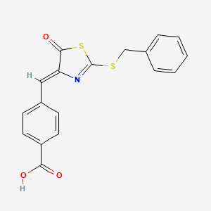 molecular formula C18H13NO3S2 B4624760 4-{[2-(benzylthio)-5-oxo-1,3-thiazol-4(5H)-ylidene]methyl}benzoic acid 