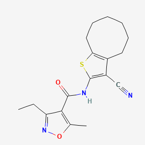 molecular formula C18H21N3O2S B4624782 N-(3-cyano-4,5,6,7,8,9-hexahydrocycloocta[b]thien-2-yl)-3-ethyl-5-methyl-4-isoxazolecarboxamide 