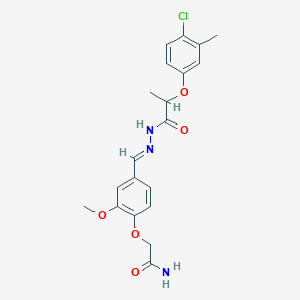 molecular formula C20H22ClN3O5 B4624790 2-(4-{2-[2-(4-chloro-3-methylphenoxy)propanoyl]carbonohydrazonoyl}-2-methoxyphenoxy)acetamide 
