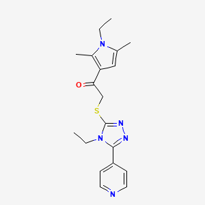 molecular formula C19H23N5OS B4624826 1-(1-ethyl-2,5-dimethyl-1H-pyrrol-3-yl)-2-{[4-ethyl-5-(4-pyridinyl)-4H-1,2,4-triazol-3-yl]thio}ethanone 