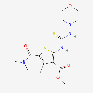 molecular formula C15H22N4O4S2 B4624831 methyl 5-[(dimethylamino)carbonyl]-4-methyl-2-{[(4-morpholinylamino)carbonothioyl]amino}-3-thiophenecarboxylate 