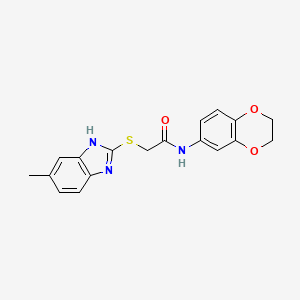 molecular formula C18H17N3O3S B4624839 N-(2,3-dihydro-1,4-benzodioxin-6-yl)-2-[(5-methyl-1H-benzimidazol-2-yl)thio]acetamide 