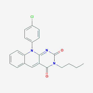 molecular formula C21H18ClN3O2 B462486 3-butyl-10-(4-chlorophenyl)pyrimido[4,5-b]quinoline-2,4(3H,10H)-dione CAS No. 317326-95-7
