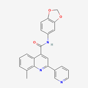 molecular formula C23H17N3O3 B4624861 N-1,3-benzodioxol-5-yl-8-methyl-2-(3-pyridinyl)-4-quinolinecarboxamide 