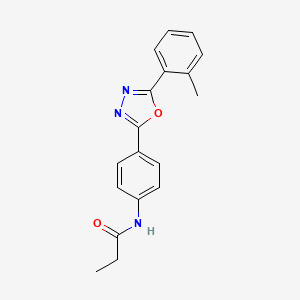 molecular formula C18H17N3O2 B4624889 N-{4-[5-(2-methylphenyl)-1,3,4-oxadiazol-2-yl]phenyl}propanamide 