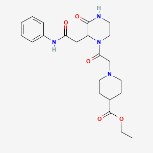 molecular formula C22H30N4O5 B4624924 ethyl 1-{2-[2-(2-anilino-2-oxoethyl)-3-oxo-1-piperazinyl]-2-oxoethyl}-4-piperidinecarboxylate 