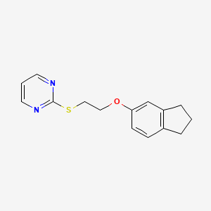 molecular formula C15H16N2OS B4624940 2-{[2-(2,3-dihydro-1H-inden-5-yloxy)ethyl]thio}pyrimidine 