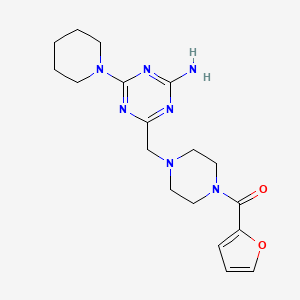 molecular formula C18H25N7O2 B4624994 4-{[4-(2-糠酰)-1-哌嗪基]甲基}-6-(1-哌啶基)-1,3,5-三嗪-2-胺 