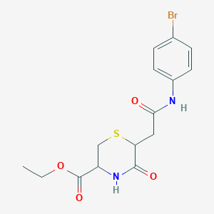 molecular formula C15H17BrN2O4S B4625034 ethyl 6-{2-[(4-bromophenyl)amino]-2-oxoethyl}-5-oxo-3-thiomorpholinecarboxylate 