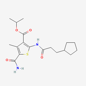 molecular formula C18H26N2O4S B4625050 异丙基5-(氨基羰基)-2-[(3-环戊基丙酰)氨基]-4-甲基-3-噻吩甲酸酯 