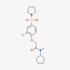 molecular formula C17H23ClN2O4S B4625069 2-[2-chloro-4-(1-pyrrolidinylsulfonyl)phenoxy]-N-cyclopentylacetamide 