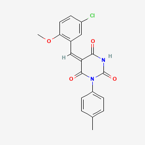 molecular formula C19H15ClN2O4 B4625106 5-(5-chloro-2-methoxybenzylidene)-1-(4-methylphenyl)-2,4,6(1H,3H,5H)-pyrimidinetrione 