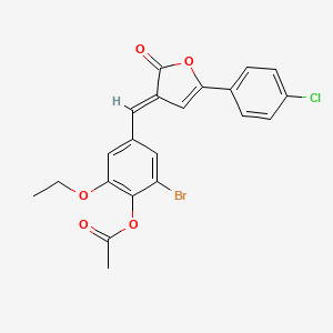 molecular formula C21H16BrClO5 B4625124 2-bromo-4-{[5-(4-chlorophenyl)-2-oxo-3(2H)-furanylidene]methyl}-6-ethoxyphenyl acetate 