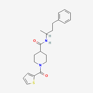molecular formula C21H26N2O2S B4625208 N-(1-甲基-3-苯基丙基)-1-(2-噻吩甲酰基)-4-哌啶甲酰胺 
