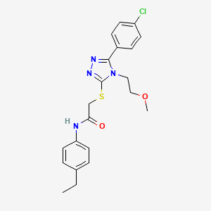molecular formula C21H23ClN4O2S B4625229 2-{[5-(4-chlorophenyl)-4-(2-methoxyethyl)-4H-1,2,4-triazol-3-yl]thio}-N-(4-ethylphenyl)acetamide 