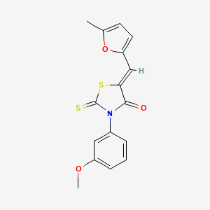 molecular formula C16H13NO3S2 B4625236 3-(3-甲氧基苯基)-5-[(5-甲基-2-呋喃基)亚甲基]-2-硫代-1,3-噻唑烷-4-酮 