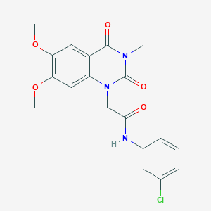 molecular formula C20H20ClN3O5 B4625240 N-(3-chlorophenyl)-2-(3-ethyl-6,7-dimethoxy-2,4-dioxo-3,4-dihydro-1(2H)-quinazolinyl)acetamide 