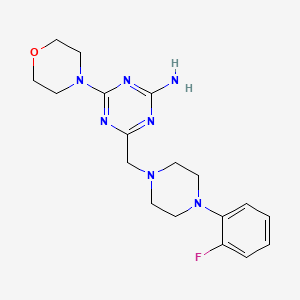 molecular formula C18H24FN7O B4625274 4-{[4-(2-fluorophenyl)-1-piperazinyl]methyl}-6-(4-morpholinyl)-1,3,5-triazin-2-amine 