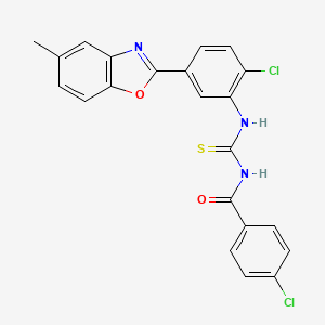 molecular formula C22H15Cl2N3O2S B4625284 4-氯-N-({[2-氯-5-(5-甲基-1,3-苯并恶唑-2-基)苯基]氨基}碳硫酰)苯甲酰胺 