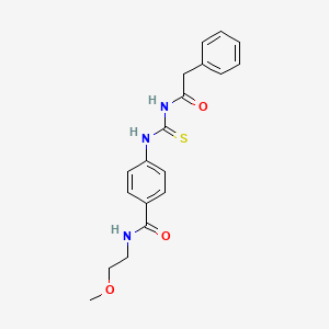 molecular formula C19H21N3O3S B4625312 N-(2-methoxyethyl)-4-({[(phenylacetyl)amino]carbonothioyl}amino)benzamide 