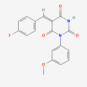 molecular formula C18H13FN2O4 B4625430 5-(4-fluorobenzylidene)-1-(3-methoxyphenyl)-2,4,6(1H,3H,5H)-pyrimidinetrione 