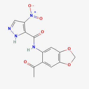 molecular formula C13H10N4O6 B4625435 N-(6-乙酰基-1,3-苯二氧杂环-5-基)-4-硝基-1H-吡唑-3-甲酰胺 
