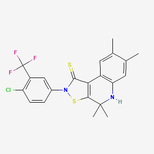 molecular formula C21H18ClF3N2S2 B4625467 2-[4-chloro-3-(trifluoromethyl)phenyl]-4,4,7,8-tetramethyl-4,5-dihydroisothiazolo[5,4-c]quinoline-1(2H)-thione 