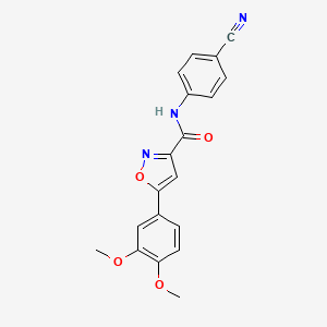 molecular formula C19H15N3O4 B4625486 N-(4-cyanophenyl)-5-(3,4-dimethoxyphenyl)-3-isoxazolecarboxamide 