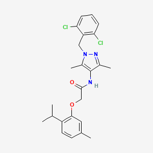 molecular formula C24H27Cl2N3O2 B4625504 N-[1-(2,6-二氯苄基)-3,5-二甲基-1H-吡唑-4-基]-2-(2-异丙基-5-甲基苯氧基)乙酰胺 