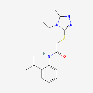 molecular formula C16H22N4OS B4625541 2-[(4-乙基-5-甲基-4H-1,2,4-三唑-3-基)硫代]-N-(2-异丙基苯基)乙酰胺 