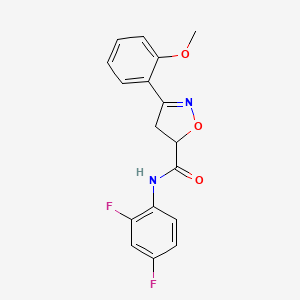 molecular formula C17H14F2N2O3 B4625587 N-(2,4-difluorophenyl)-3-(2-methoxyphenyl)-4,5-dihydro-5-isoxazolecarboxamide 