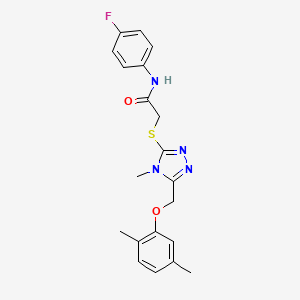 molecular formula C20H21FN4O2S B4625611 2-({5-[(2,5-dimethylphenoxy)methyl]-4-methyl-4H-1,2,4-triazol-3-yl}thio)-N-(4-fluorophenyl)acetamide 