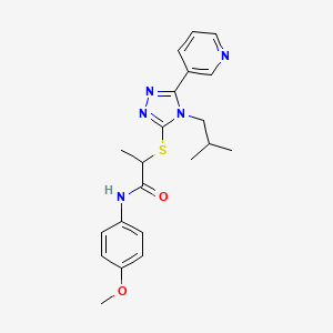 molecular formula C21H25N5O2S B4625622 2-{[4-isobutyl-5-(3-pyridinyl)-4H-1,2,4-triazol-3-yl]thio}-N-(4-methoxyphenyl)propanamide 