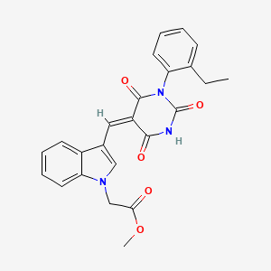 molecular formula C24H21N3O5 B4625630 methyl (3-{[1-(2-ethylphenyl)-2,4,6-trioxotetrahydro-5(2H)-pyrimidinylidene]methyl}-1H-indol-1-yl)acetate 