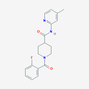 molecular formula C19H20FN3O2 B4625649 1-(2-fluorobenzoyl)-N-(4-methyl-2-pyridinyl)-4-piperidinecarboxamide 