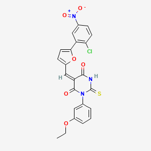 molecular formula C23H16ClN3O6S B4625656 5-[[5-(2-氯-5-硝基苯基)-2-呋喃基]亚甲基]-1-(3-乙氧基苯基)-2-硫代二氢-4,6(1H,5H)-嘧啶二酮 