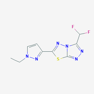 molecular formula C9H8F2N6S B4625701 3-(difluoromethyl)-6-(1-ethyl-1H-pyrazol-3-yl)[1,2,4]triazolo[3,4-b][1,3,4]thiadiazole 