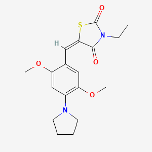 molecular formula C18H22N2O4S B4625704 5-[2,5-二甲氧基-4-(1-吡咯烷基)亚苄基]-3-乙基-1,3-噻唑烷二酮-2,4-二酮 