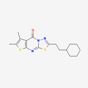 molecular formula C17H21N3OS2 B4625739 2-(2-cyclohexylethyl)-6,7-dimethyl-8H-[1,3,4]thiadiazolo[3,2-a]thieno[2,3-d]pyrimidin-8-one 