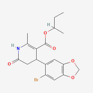 molecular formula C18H20BrNO5 B4625744 4-(6-溴-1,3-苯并二氧杂环-5-基)-2-甲基-6-氧代-1,4,5,6-四氢-3-吡啶甲酸sec-丁酯 