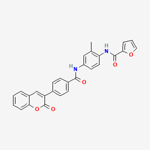 molecular formula C28H20N2O5 B4625763 N-(2-methyl-4-{[4-(2-oxo-2H-chromen-3-yl)benzoyl]amino}phenyl)-2-furamide 