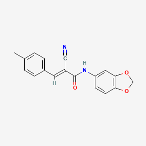 molecular formula C18H14N2O3 B4625768 N-1,3-benzodioxol-5-yl-2-cyano-3-(4-methylphenyl)acrylamide 