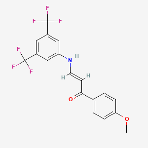 molecular formula C18H13F6NO2 B4625776 3-{[3,5-bis(trifluoromethyl)phenyl]amino}-1-(4-methoxyphenyl)-2-propen-1-one 